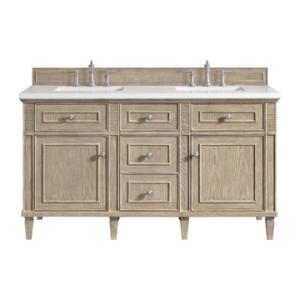 Lorelai 60IN Double Vanity Whitewashed Oak w/ 3 CM White Zeus Silestone Top