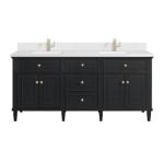 Lorelai 72IN Double Vanity Black Onyx w/ Single Hole 3 CM White Zeus Silestone Top & Backsplash