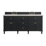 Lorelai 72IN Double Vanity Black Onyx w/ 3 CM Eternal Jasmine Pearl Silestone Top