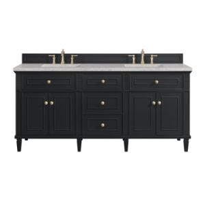 Lorelai 72IN Double Vanity Black Onyx w/ 3 CM Eternal Jasmine Pearl Silestone Top