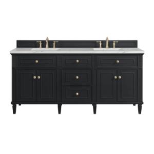 Lorelai 72IN Double Vanity Black Onyx w/ 3 CM Ethereal Noctis Silestone Top
