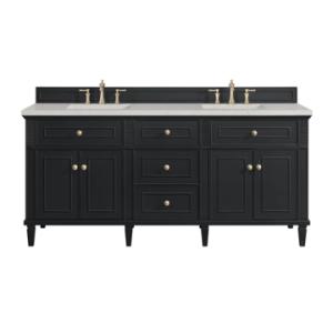 Lorelai 72IN Double Vanity Black Onyx w/ 3 CM Lime Delight Silestone Top
