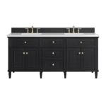 Lorelai 72IN Double Vanity Black Onyx w/ 3 CM White Zeus Silestone Top
