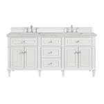 Lorelai 72IN Double Vanity Bright White w/ 3 CM Eternal Jasmine Pearl Silestone Top