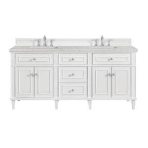 Lorelai 72IN Double Vanity Bright White w/ 3 CM Eternal Jasmine Pearl Silestone Top