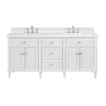 Lorelai 72IN Double Vanity Bright White w/ 3 CM White Zeus Silestone Top