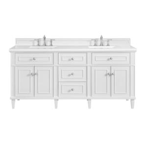 Lorelai 72IN Double Vanity Bright White w/ 3 CM White Zeus Silestone Top