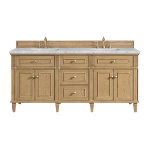 Lorelai 72IN Double Vanity Light Natural Oak w/ 3 CM Carrara White Marble Top