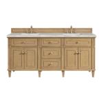 Lorelai 72IN Double Vanity Light Natural Oak w/ 3 CM Victorian Silver Silestone Top