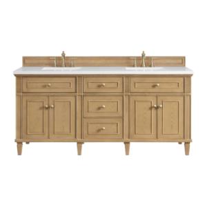 Lorelai 72IN Double Vanity Light Natural Oak w/ 3 CM White Zeus Silestone Top