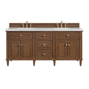 Lorelai 72IN Double Vanity Mid-Century Walnut w/ 3 CM Ethereal Noctis Silestone Top