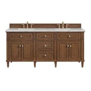 Lorelai 72IN Double Vanity Mid-Century Walnut w/ 3 CM Victorian Silver Silestone Top
