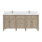 Lorelai 72IN Double Vanity Whitewashed Oak w/ Single Hole 3 CM White Zeus Silestone Top & Backsplash