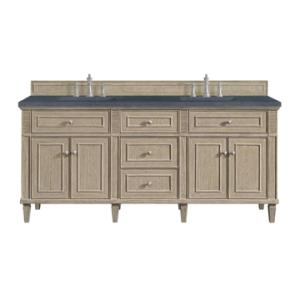 Lorelai 72IN Double Vanity Whitewashed Oak w/ 3 CM Charcoal Soapstone Silestone Top