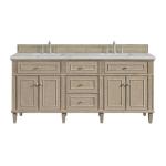 Lorelai 72IN Double Vanity Whitewashed Oak w/ 3 CM Eternal Jasmine Pearl Silestone Top