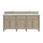 Lorelai 72IN Double Vanity Whitewashed Oak w/ 3 CM Ethereal Noctis Silestone Top