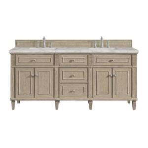 Lorelai 72IN Double Vanity Whitewashed Oak w/ 3 CM Victorian Silver Silestone Top