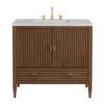 Myrrin 36IN Vanity Mid Century Walnut w/ 3 CM Eternal Jasmine Pearl Silestone Top