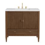 Myrrin 36IN Vanity Mid Century Walnut w/ 3 CM Ethereal Noctis Silestone Top