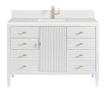 Myrrin 48IN Vanity Bright White w/ Single Hole 3 CM White Zeus Silestone Top & Backsplash