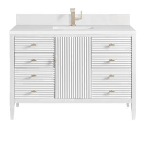 Myrrin 48IN Vanity Bright White w/ Single Hole 3 CM White Zeus Silestone Top & Backsplash