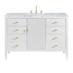 Myrrin 48IN Vanity Bright White w/ 3 CM Carrara White Marble Top