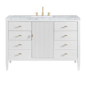 Myrrin 48IN Vanity Bright White w/ 3 CM Carrara White Marble Top