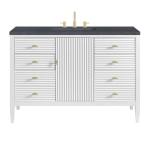 Myrrin 48IN Vanity Bright White w/ 3 CM Charcoal Soapstone Silestone Top