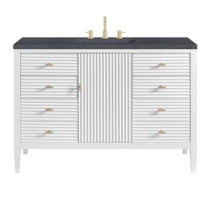 Myrrin 48IN Vanity Bright White w/ 3 CM Charcoal Soapstone Silestone Top