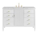 Myrrin 48IN Vanity Bright White w/ 3 CM Eternal Jasmine Pearl Silestone Top