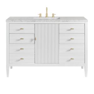 Myrrin 48IN Vanity Bright White w/ 3 CM Eternal Jasmine Pearl Silestone Top