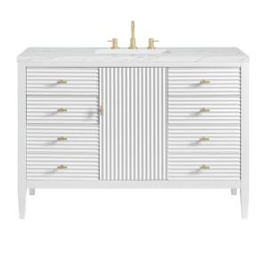 Myrrin 48IN Vanity Bright White w/ 3 CM Ethereal Noctis Silestone Top