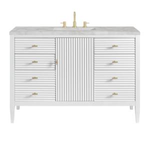Myrrin 48IN Vanity Bright White w/ 3 CM Victorian Silver Silestone Top