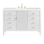 Myrrin 48IN Vanity Bright White w/ 3 CM White Zeus Silestone Top