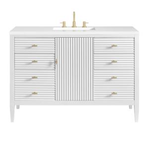 Myrrin 48IN Vanity Bright White w/ 3 CM White Zeus Silestone Top