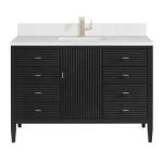 Myrrin 48IN Vanity Carbon Oak w/ Single Hole 3 CM White Zeus Silestone Top & Backsplash
