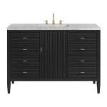 Myrrin 48IN Vanity Carbon Oak w/ 3 CM Eternal Jasmine Pearl Silestone Top