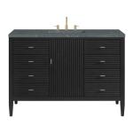 Myrrin 48IN Vanity Carbon Oak w/ 3 CM Parisien Bleu Silestone Top