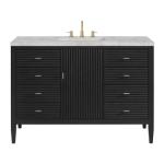 Myrrin 48IN Vanity Carbon Oak w/ 3 CM Victorian Silver Silestone Top