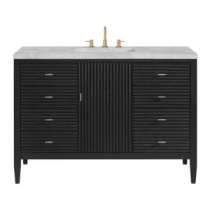 Myrrin 48IN Vanity Carbon Oak w/ 3 CM Victorian Silver Silestone Top