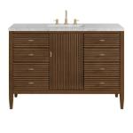 Myrrin 48IN Vanity Mid Century Walnut w/ 3 CM Eternal Jasmine Pearl Silestone Top