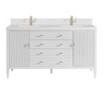 Myrrin 60IN Double Vanity Bright White w/ Single Hole 3 CM White Zeus Silestone Top & Backsplash