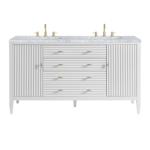 Myrrin 60IN Double Vanity Bright White w/ 3 CM Carrara White Marble Top