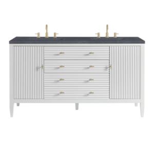 Myrrin 60IN Double Vanity Bright White w/ 3 CM Charcoal Soapstone Silestone Top