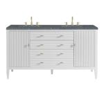 Myrrin 60IN Double Vanity Bright White w/ 3 CM Parisien Bleu Silestone Top
