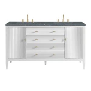 Myrrin 60IN Double Vanity Bright White w/ 3 CM Parisien Bleu Silestone Top
