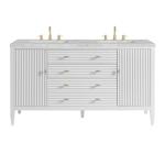 Myrrin 60IN Double Vanity Bright White w/ 3 CM Victorian Silver Silestone Top