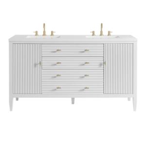 Myrrin 60IN Double Vanity Bright White w/ 3 CM White Zeus Silestone Top