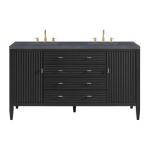 Myrrin 60IN Double Vanity Carbon Oak w/ 3 CM Charcoal Soapstone Silestone Top