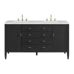 Myrrin 60IN Double Vanity Carbon Oak w/ 3 CM Ethereal Noctis Silestone Top